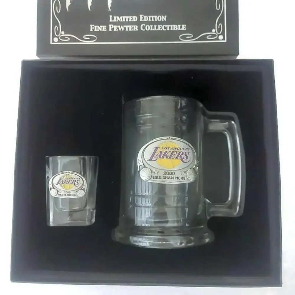 Vintage 2000 Los Angeles Lakers NBA Champions Limited Glassware Set Boxed Stein